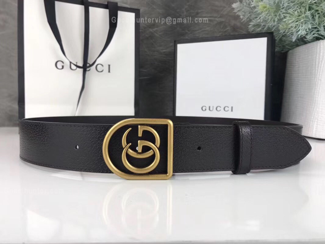 Gucci Black Leather Belt With Framed Double G Black 35mm